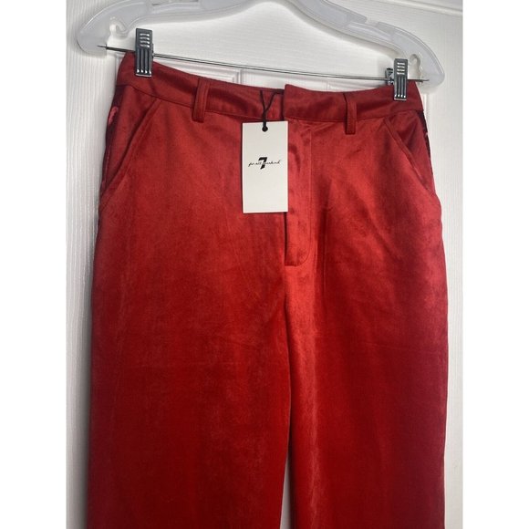 7 For All Mankind Women’s‎ Velvet Wide Leg Flare Side Stripe Pants Red 2 New - Picture 2 of 7